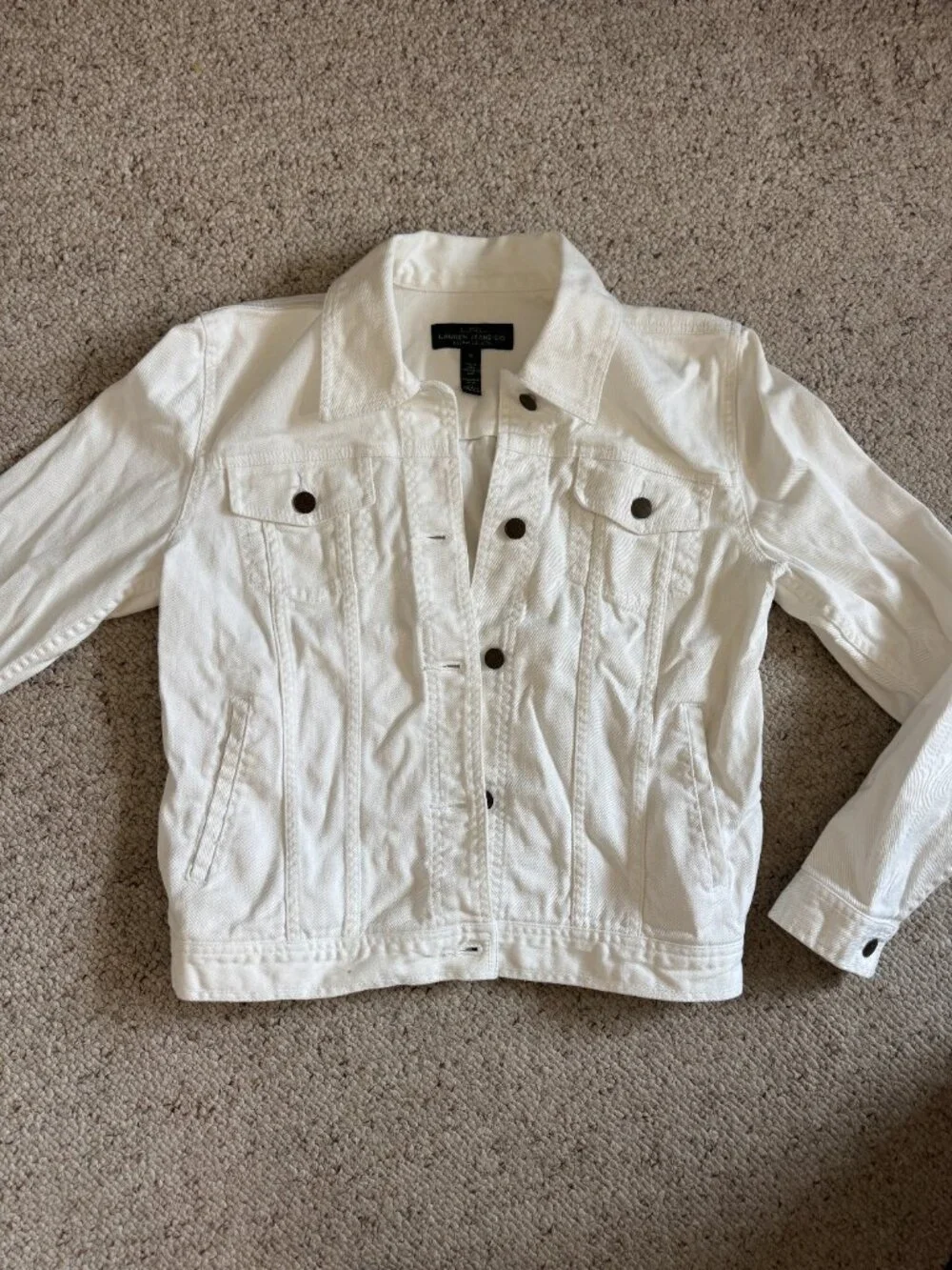 White Denim Jacket LRL Lauren Jeans Co Ralph Lauren Sz M - Picture 5 of 9